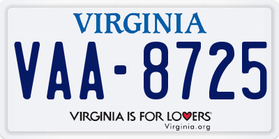 VA license plate VAA8725