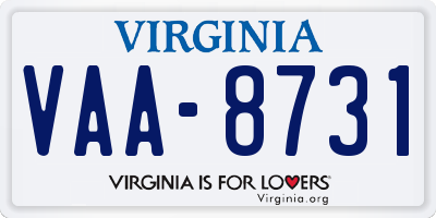 VA license plate VAA8731