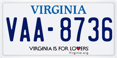 VA license plate VAA8736