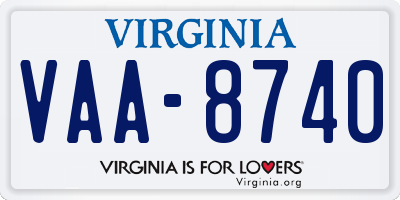 VA license plate VAA8740