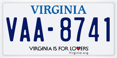 VA license plate VAA8741