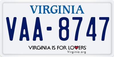 VA license plate VAA8747