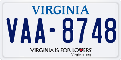 VA license plate VAA8748