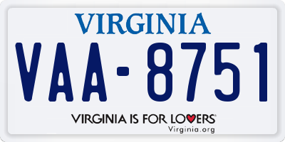 VA license plate VAA8751