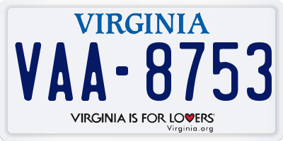 VA license plate VAA8753