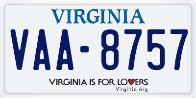 VA license plate VAA8757