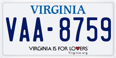 VA license plate VAA8759