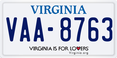 VA license plate VAA8763