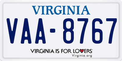 VA license plate VAA8767