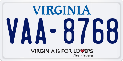 VA license plate VAA8768