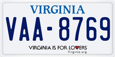 VA license plate VAA8769