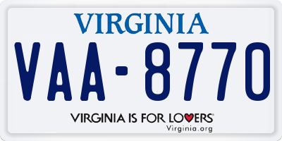 VA license plate VAA8770