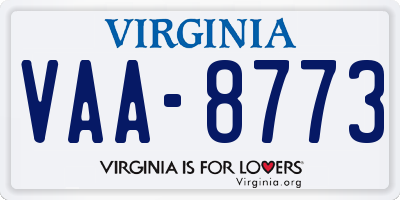 VA license plate VAA8773