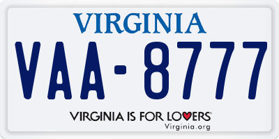 VA license plate VAA8777