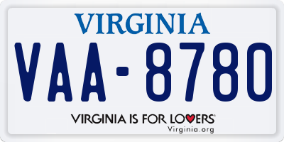 VA license plate VAA8780