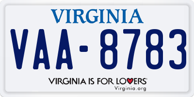 VA license plate VAA8783