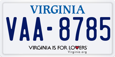 VA license plate VAA8785