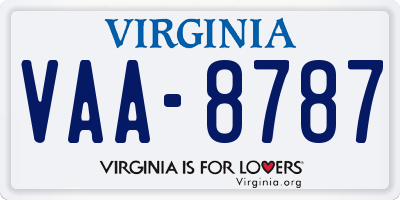 VA license plate VAA8787