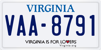 VA license plate VAA8791