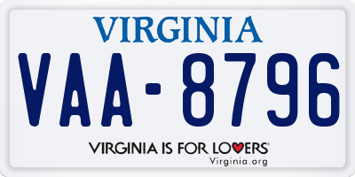 VA license plate VAA8796