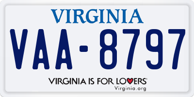 VA license plate VAA8797