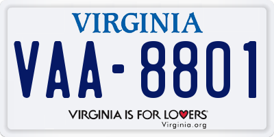 VA license plate VAA8801