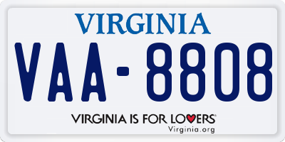 VA license plate VAA8808