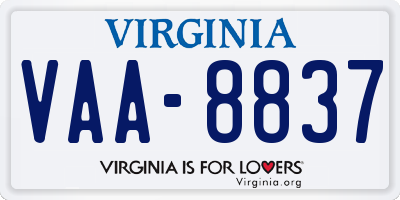 VA license plate VAA8837