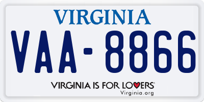 VA license plate VAA8866