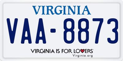 VA license plate VAA8873