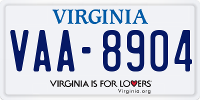 VA license plate VAA8904
