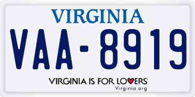 VA license plate VAA8919