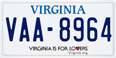 VA license plate VAA8964