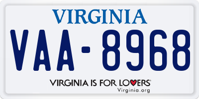 VA license plate VAA8968