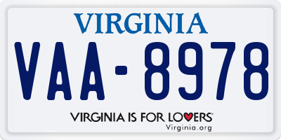VA license plate VAA8978
