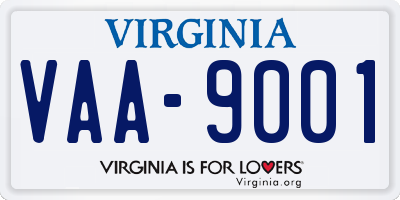 VA license plate VAA9001