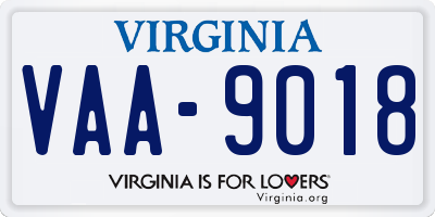 VA license plate VAA9018