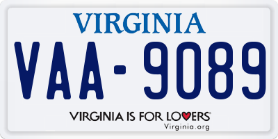 VA license plate VAA9089