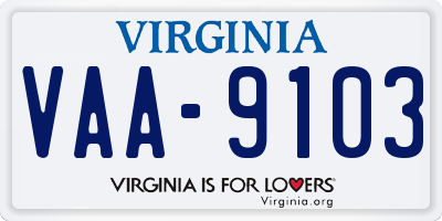 VA license plate VAA9103