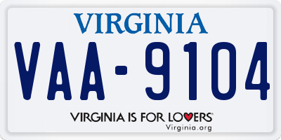 VA license plate VAA9104