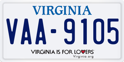 VA license plate VAA9105