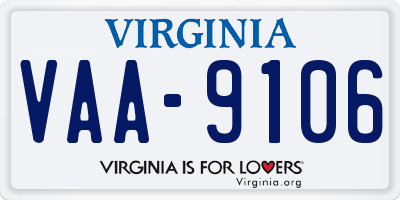 VA license plate VAA9106