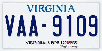 VA license plate VAA9109