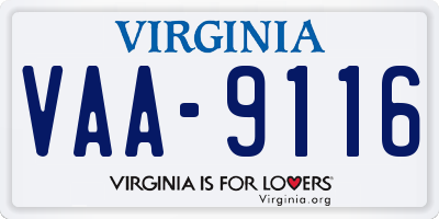 VA license plate VAA9116