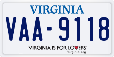 VA license plate VAA9118