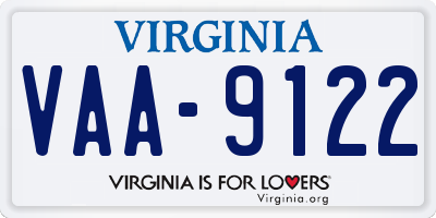 VA license plate VAA9122