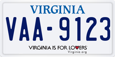 VA license plate VAA9123