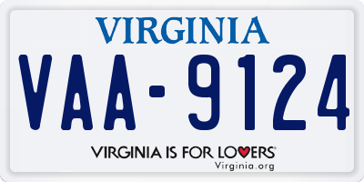 VA license plate VAA9124