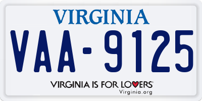 VA license plate VAA9125