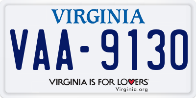 VA license plate VAA9130